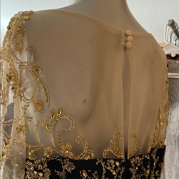 Vintage Eureka Black and Gold Embroidered Long Sleeve Dress.  Sz 10 - Picture 11 of 11